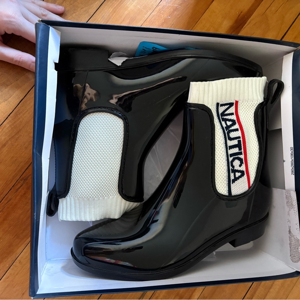 Nautica Black rain boots new in box
